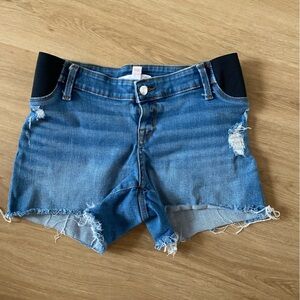 Distressed Maternity Denim Shorts